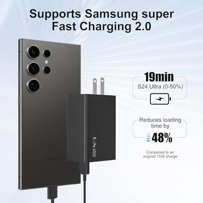 Samsung 65W USB C Charger, 3 Ports GaN Fast Wall Charger Block
