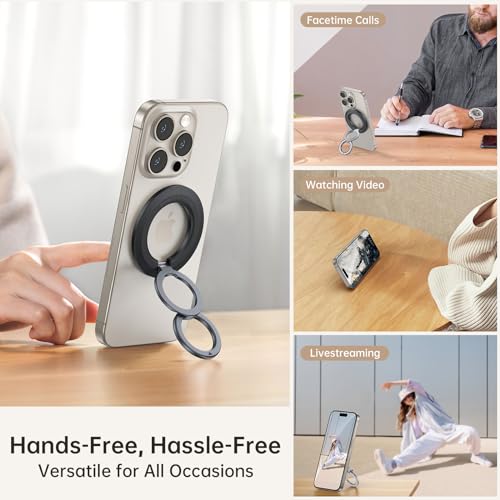 SYNCWIRE Magnetic Phone Ring Holder, for MagSafe Phone Grip Stand Kickstand - color: Black