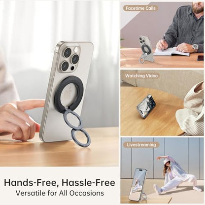 SYNCWIRE Magnetic Phone Ring Holder, for MagSafe Phone Grip Stand Kickstand - color: Black