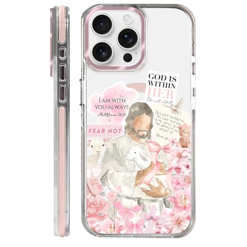 Clear Case for iPhone 15 Pro Max, [Magnetic Charging Compatible][Military-Grade Protection][Anti-Yellowing] Shockproof Slim Magnetic Phone Case for iPhone 15 Pro Max, A Pink Jesus - color: A Pink Jesus, size: Iphone 15 Pro Max