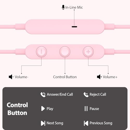 USB C Earbuds Headphones for iPad 10th Gen for iPhone Duo 18 Pro 17 15 Pink - color: Pink