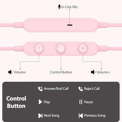 USB C Earbuds Headphones for iPad 10th Gen for iPhone Duo 18 Pro 17 15 Pink - color: Pink