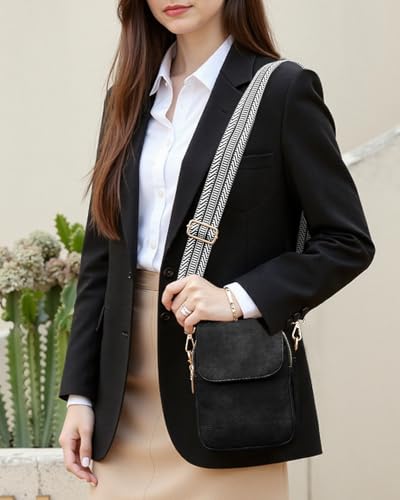 Fashion Small Crossbody Bags for Women Trendy Designer Cell Phone Purses | Adjustable Straps,with Card Holder,Detachable Wristlet Strap,small Cross Body Bag for Woman,Mini Bags,Travel Purse,Work,Gym - color: Black