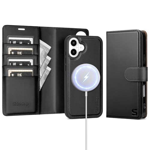 Shieldtop Compatible with MagSafe iPhone 17 Wallet Case,Black | 2 in 1 Detachable Magnetic,Credit Card Holder Slots,RFID Blocking,PU Leather,Kickstand,Flip Folio Phone Cover for Men & Women - color: Black, size: iPhone 17 - 6.3"