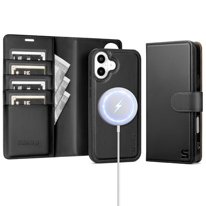 Shieldtop Compatible with MagSafe iPhone 17 Wallet Case,Black | 2 in 1 Detachable Magnetic,Credit Card Holder Slots,RFID Blocking,PU Leather,Kickstand,Flip Folio Phone Cover for Men & Women - color: Black, size: iPhone 17 - 6.3"