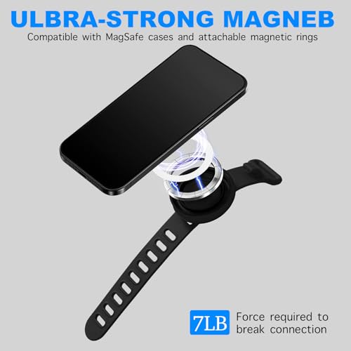Stroller Phone Holder Universal Phone Holder for Stroller Strong magnetic phone holder with adjustable strap, stable and safe, compatible with fitness equipment, strollers, shopping carts, Black - color: Black