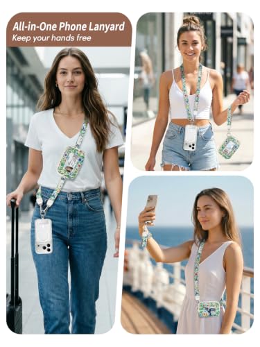 Clip and Go Strap for Phone with Wallet Crossbody Lanyard Birds - color: Birds