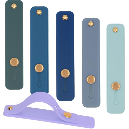 Phone Finger Holder Grip Handle Kickstand for iPhone Case, Mobile Phone Fin with Silicone Hand Band Strap, Silicone Cellphone Knob Loops for Back of Phone - 6 Pack Blue - color: DkBlue, Blue, LtBlue, LtPurple, SkyBlue, RoyalBlue