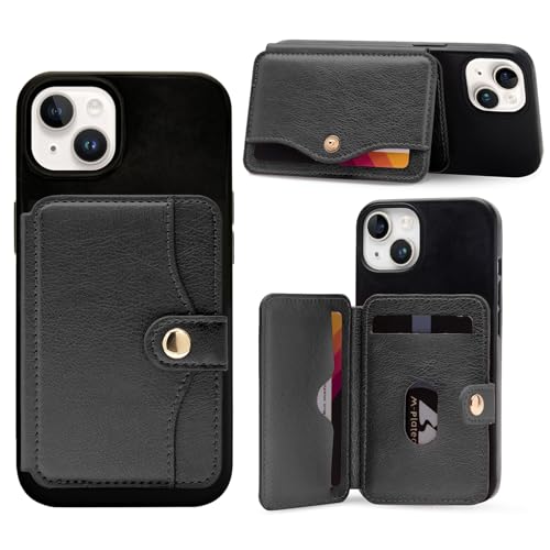 Phone Wallet Stick on, Adhesive Slim Credit Card Holder for cell phone - color: Black