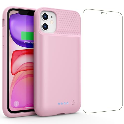 Battery Case for iPhone 11/XR, 7500mAh Ultra-Slim Portable Charging Case Rechargeable Protective Battery Pack for iPhone 11 and iPhone XR External Charger Case 6.1 Inch-Pink - color: Pink