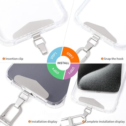 Phone Tether Tab, Bending Design 0.2mm Ultra-thin Stainless Steel Cellphone Lanyard Metal Patch Tether Tab - color: D