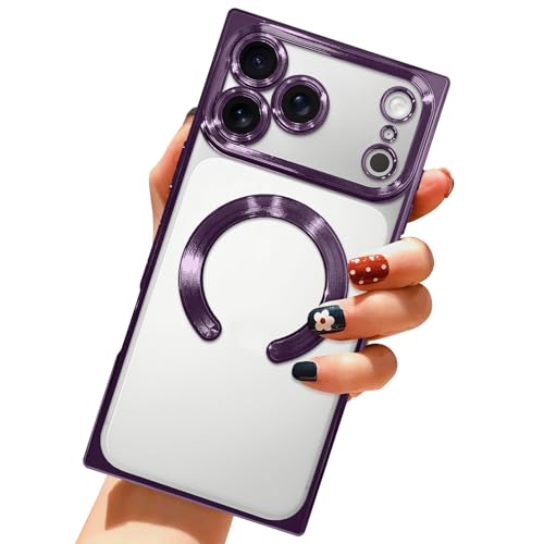 LSL Case for iPhone 17 Pro [Compatible with MagSafe] - Dark Purple | Soft TPU Bumper Anti-Drop Anti-Scratch Shockproof Protective Slim Luxury Plating Clear Magnetic Cover for Women Girls Men - color: Dark Purple, size: for iPhone 17 Pro