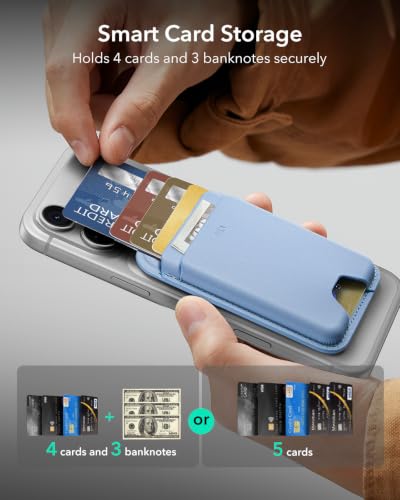 ESR for MagSafe Wallet, 5 Card Holder for Phone Case, RFID Blocking - color: Glacier Blue