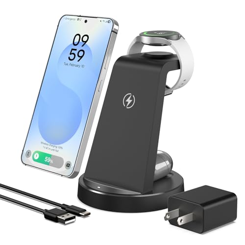Wireless Charger for Samsung, 3-in-1 Android Charging Station - color: Black 7