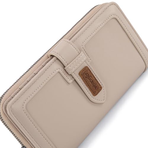 X Wrangler Women's Wallets Bifold Wristlet Wallets for Women Large Capacity Credit Card Wallet with ID Window - color: Apricot