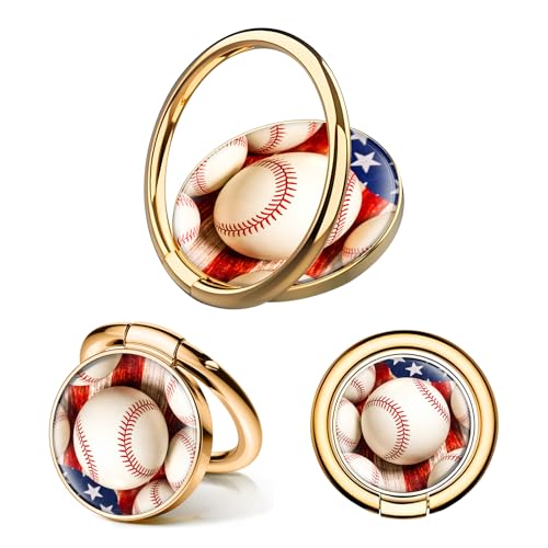 Cell Phone Ring Holder, Cute Phone Ring Grip Stand, 360°Rotation Funny Metal Kickstand Finger Grip American Baseball - color: American Baseball