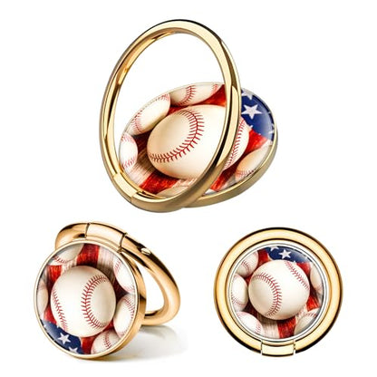 Cell Phone Ring Holder, Cute Phone Ring Grip Stand, 360°Rotation Funny Metal Kickstand Finger Grip American Baseball - color: American Baseball