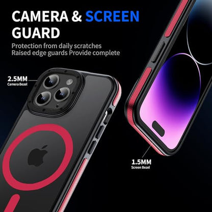 Strong Magnetic case for iPhone 14 pro max [10Ft Military-Grade Protection] Compatible with MagSafe Shockproof Slim Thin Cover 6.7 inch, Red Bumper Case - color: A6-Red Bumper, size: iPhone 14 Pro Max(6.7")