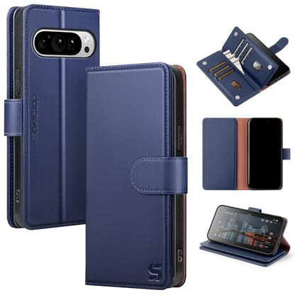 Shieldtop Compatible with Google Pixel 10 5G Wallet Case with Card Holder,Women Men RFID Blocking PU Leather Flip TPU Protective Cover Credit Card Slots,Phone Case for Pixel 10 Pro 6.3",Dark Blue - color: Dark Blue, size: Pixel 10 6.3"/10 Pro - 6.3"