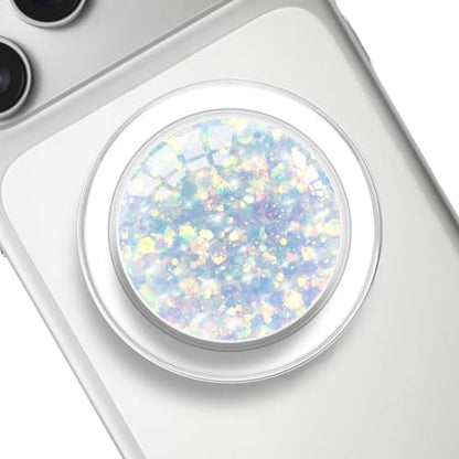 Transparent Magnetic Phone Grip Compatible with Magsafe，Collapsible Mobile Phones Stand Holder for Smartphone Tablet Cell Phone Accessory - Clear Crystal Purple Blue Glitter - color: Purple Blue Glitter