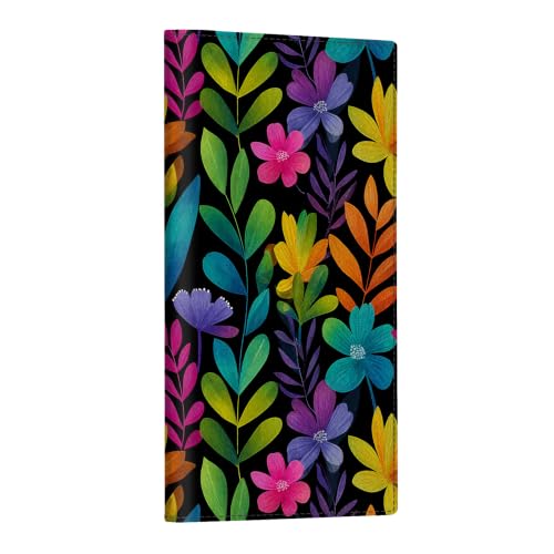 CoBak Checkbook Cover for Women & Men - PU Leather Case with RFID Blocking | Classic Design Check Book Holder for Personal and Business - color: Bloom Garden