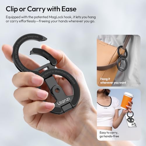 ULANZI MA02 Dual Magnetic Ring Phone Grip Stand, Aluminum for MagSafe Gym Kickstand Compatible with iPhone 17-12 Series, Foldable Phone Tripod Mount with 1/4" Screw for Live Streaming Vlog, Silver - color: Silver
