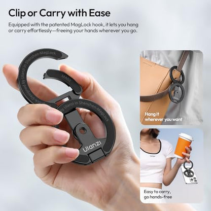 ULANZI MA02 Dual Magnetic Ring Phone Grip Stand, Aluminum for MagSafe Gym Kickstand Compatible with iPhone 17-12 Series, Foldable Phone Tripod Mount with 1/4" Screw for Live Streaming Vlog, Silver - color: Silver