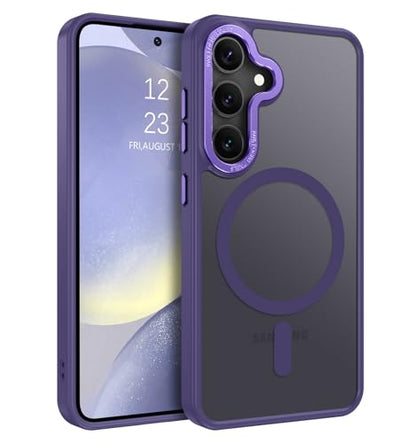BENTOBEN Magnetic for Samsung Galaxy S24 Plus Case [Compatible with Magsafe] Translucent Matte Slim Thin Shockproof Anti-Yellow Women Men Protective Phone Cover for Samsung S24 Plus 6.7", Dark Purple - color: Dark Purple