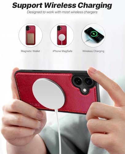 OCASE for iPhone 17 Detachable Wallet Case with Card Holder, 2 in 1 PU Leather Flip Folio with RFID Blocking Stand Wrist Strap Shockproof Phone Cover 6.3 Inch 2025, Red - color: Red, size: iPhone 17