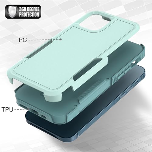 for iPhone 12 / iPhone 12 PRO Case: Dual Layer Protective Heavy Duty Cell Phone Case Shockproof Rugged Bumper Tough with Screen Protector - Military Grade Drop Tested for iPhone 12/12 PRO, Green - color: Mint Green (PC) + Mint Green (TPU)