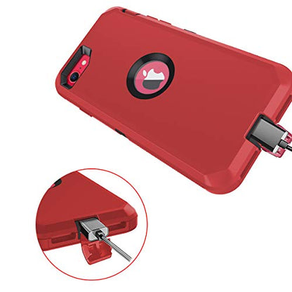 I-HONVA for iPhone SE 2022/2020 Case Built-in Screen Protector Shockproof Dust/Drop Proof 3 in 1 Full Body Rugged Heavy Duty Cover for Apple iPhone SE 3rd/2nd Gen 4.7, Red/Black - color: Red/Black