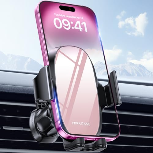 miracase Upgraded-2nd Generation Universal Phone Holders for Your Car, Hands Free Air Vent Car Phone Holder Mount Compatible with iPhone 16/15/14/13/12/11 Series and All Phones - style: Pink