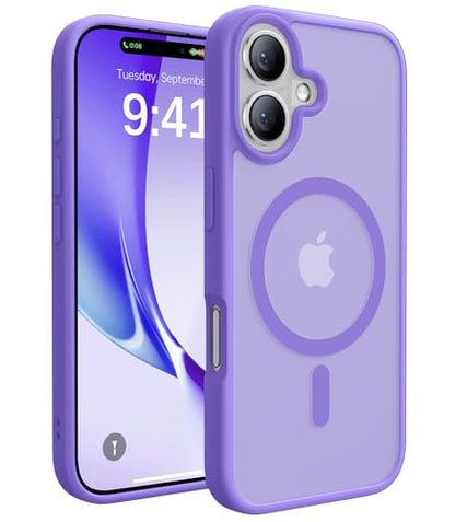 CAHEJILU Magnetic for iPhone 16 Case,[Compatible with MagSafe][Military Grade Drop Protection] Anti-Fingerprint Translucent Matte Shockproof Protective Case for iPhone 16 Phone Case 6.1",Light Purple - color: Light Purple
