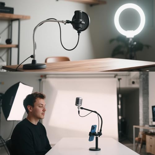 16-Inch Flexible Gooseneck Tubing, 3/8"-16 Male to Male Thread Universal Arm Gooseneck Extension Holder for Microphone, Tripod Phone, Camera, LED Video Lights 2 Pack - color: 2 Pack, size: 16 Inch