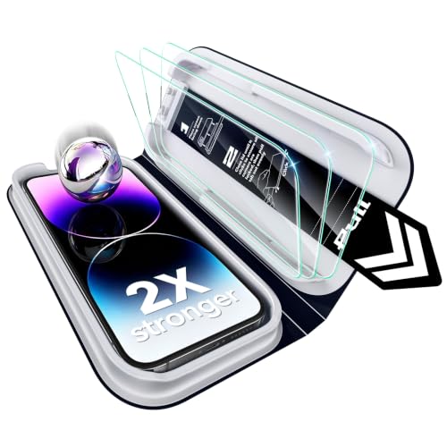 ESR 3 Pack for iPhone 14 Pro Max Screen Protector, Classic | Easy One-Pull Installation, 2X Impact Absorption, 9H Tempered Glass, Full-Coverage Protection, UltraFit Tray, Bubble-Free - size: iPhone 14 Pro Max 6.7 inch