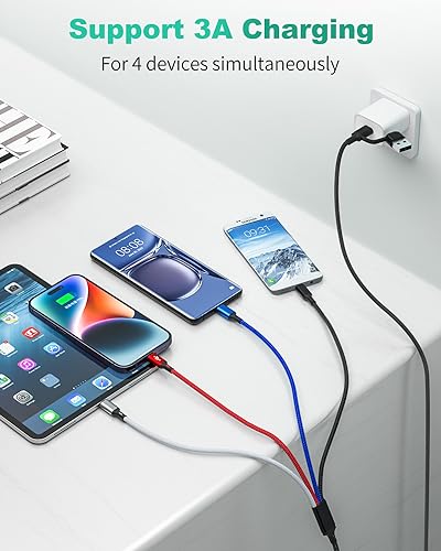 6 in 1 Multi Charging Cable (3Pack 6FT) USB A/C Universal Charger Cable