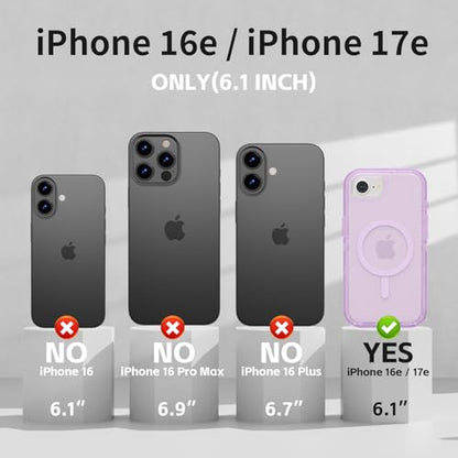 Follaroma Magnetic for iPhone 16e & iPhone 17e Case,Heavy Duty Cases,Purple | Compatible with MagSafe, Heavy Duty Shock proof Protection, Military-Grade Anti-Drop, Dual Layer Transparent Protective Cover - color: Purple, size: iPhone 16e/iPhone 17e 6.1''