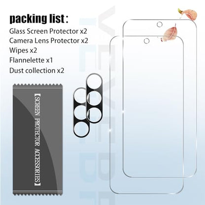Galaxy S23 FE HD Clear Tempered Glass Screen Protector + Camera Lens Protectors, [2+2 Pack] [3D Glass] [Fingerprint Support] Screen Protector Glass For Samsung Galaxy S23 FE - size: Galaxy S23 FE