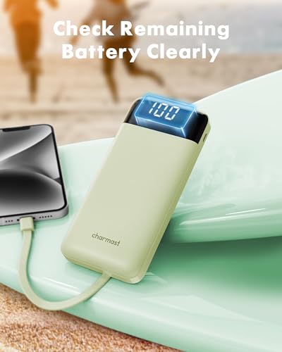 charmast Portable Charger with Built-in Cables X 4, Portable Phone Charger - color: MGreen