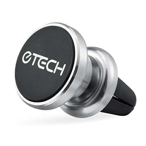 eTECH Magnetic Phone Car Mount Holder, Magnetic Mount Universal Air Vent (Silver) - color: Silver