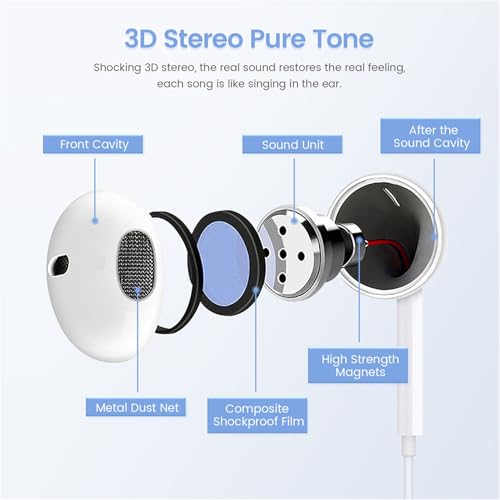 2 Pack USB C Headphones for iPhone 17 with Microphone & Remote Control