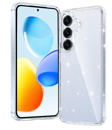 FNTCASE for Samsung Galaxy S25-Plus Case Clear Anti Yellowing Phonecase | Military Grade Drop Protection, Rugged Shockproof, Protective Bumper, Slim Transparent Phone Cell Cover - color: D-Glitter, size: for Galaxy S25 Plus (6.7 inch)