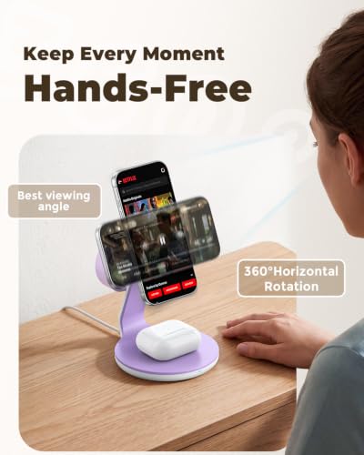 3-in-1 Magnetic Wireless Charger Compatible with MagSafe Charger - color: Purple