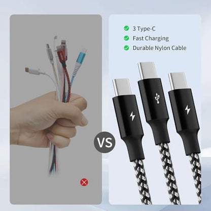 USB A to USB C Cable,3 in 1 USB C Multi Charging Cable for All Devices - color: Blackwhite, size: 1Pack5FT