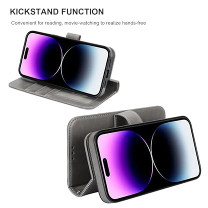 Bocasal Detachable Wallet Case Card Holder for iPhone 14 Pro Max Grey | RFID Blocking Kickstand Card Slots Holder PU Leather Magnetic Shockproof Wrist Strap Removable Flip Protective Cover 6.7 inch - color: Gray