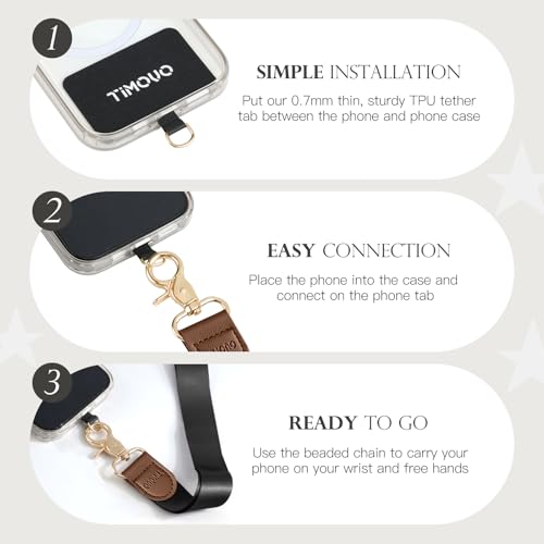 TiMOVO Phone Lanyard Crossbody Wrist Strap, Adjustable Anti-Theft Strap for Smartphone Case - color: Black