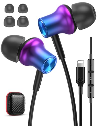 iMangoo for Apple MFi-Certified Wired Earbuds for Lightning Headphones - color: Purple