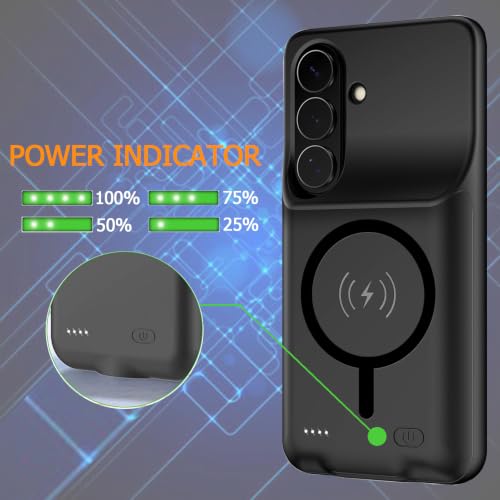 Battery Case for Galaxy S26,Upgraded 10000mAh Rechargeable Portable Extended Battery Pack Supported Qi Wireless Charging Case Compatible with Galaxy S26(6.3 inches) Charging Case-Black - size: Galaxy S26