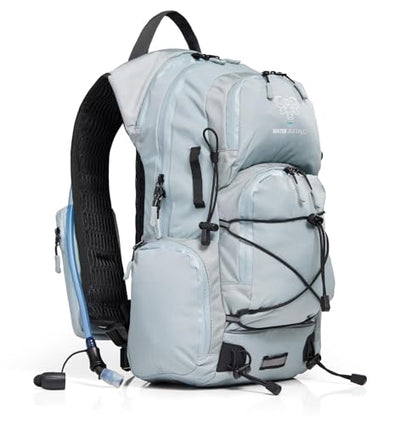 Water Buffalo Sherpa 22L Hiking Hydration Backpack, 2L Bladder | Hiking Backpack with Water Bladder, Waterproof Zippers, Phone Compartment, Trekking Pole Holders, Padded Straps - color: Flint