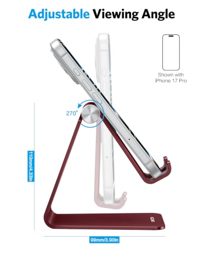 OMOTON C2 Adjustable Cell Phone Stand with Charging Cutout, Cherry Red - color: Cherry Red